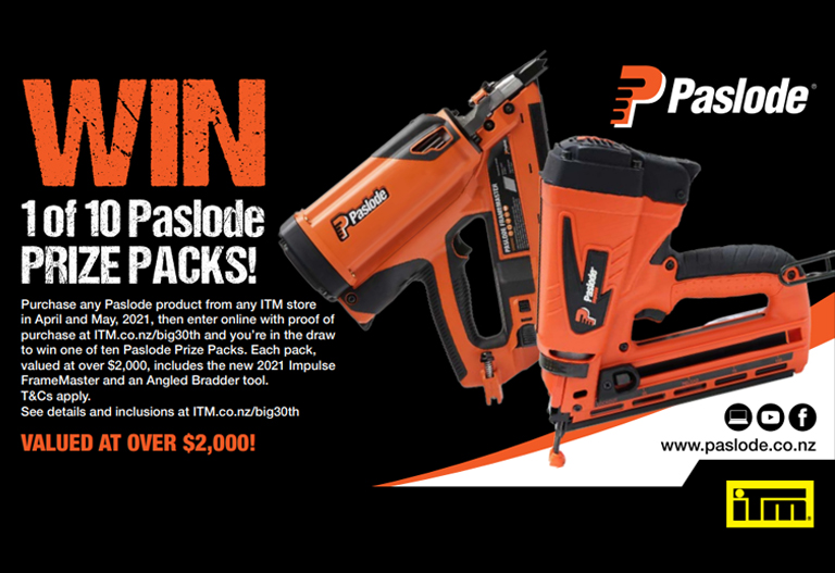 Score 1 of 10 Paslode Prize Packs!